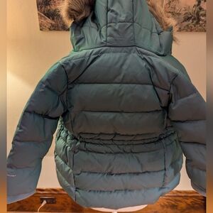 Eddie Bauer Teal Down Jacket with Faux Fur Hood, Size 3T